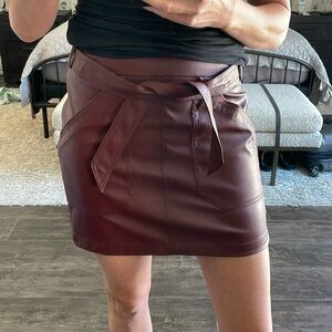 Express Maroon Pleather Skirt Sz 4